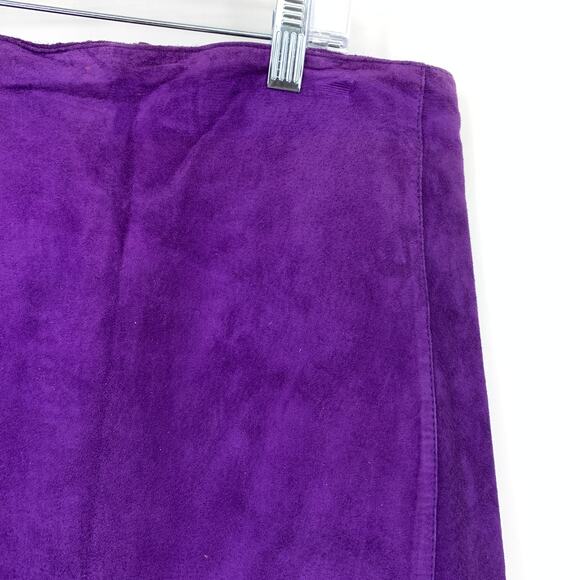Adrian Jordan Suede Leather Skirt Womens Plus Sz 3X Purple Knee Length Straight - Picture 3 of 6